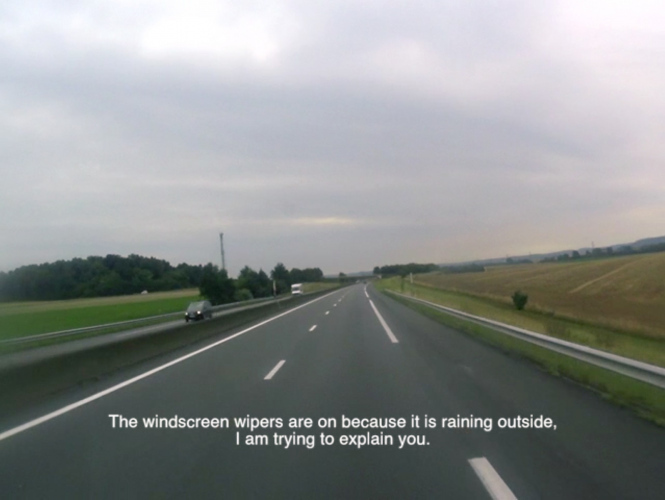 Still from the video On the Road, 30'28'', 2015